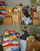 Getting supplies ready to send to hurricane victims.